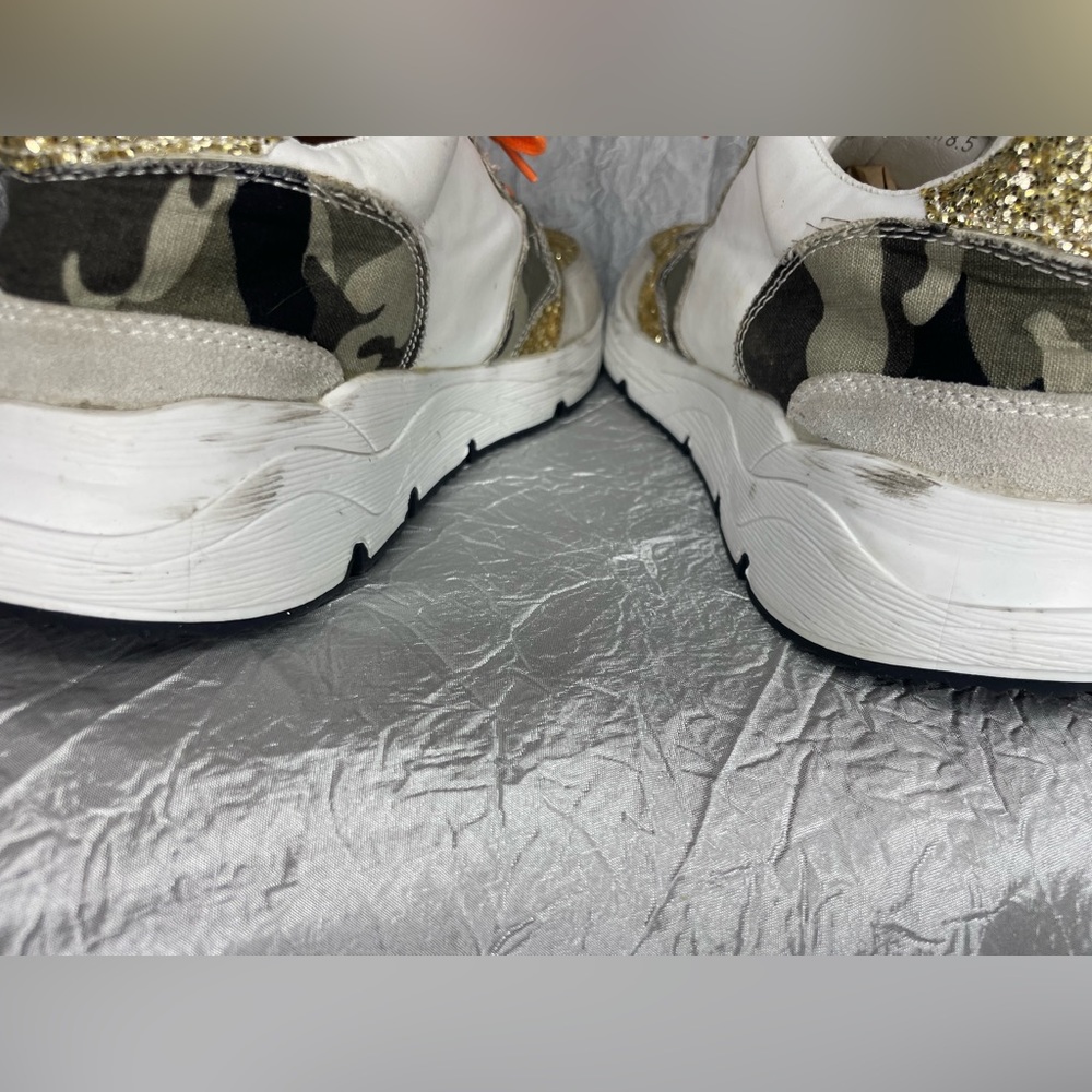 VICI Camo gold sparkle white sneakers with orange laces - Picture 9 of 12